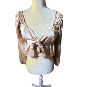 Rabbit Rose Top Women's Medium Crop Y2K Babydoll Festival